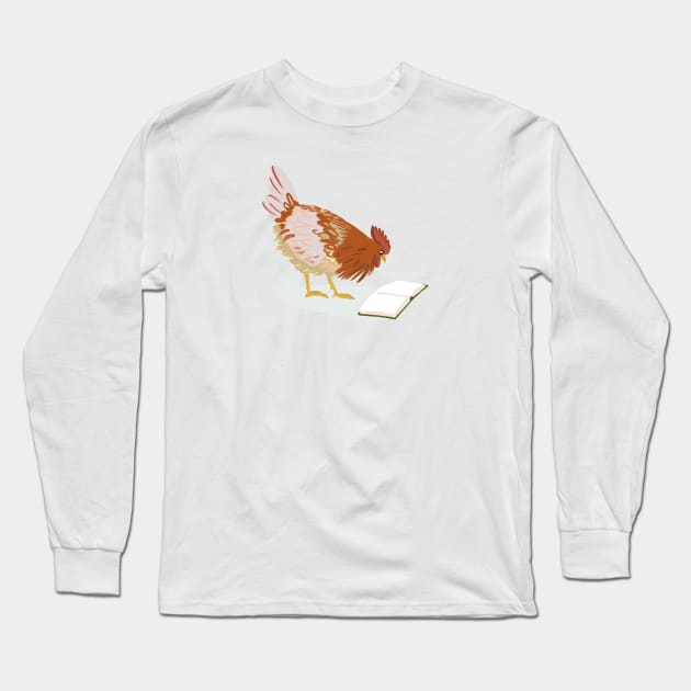 Chicken Reading Long Sleeve T-Shirt by Das Brooklyn